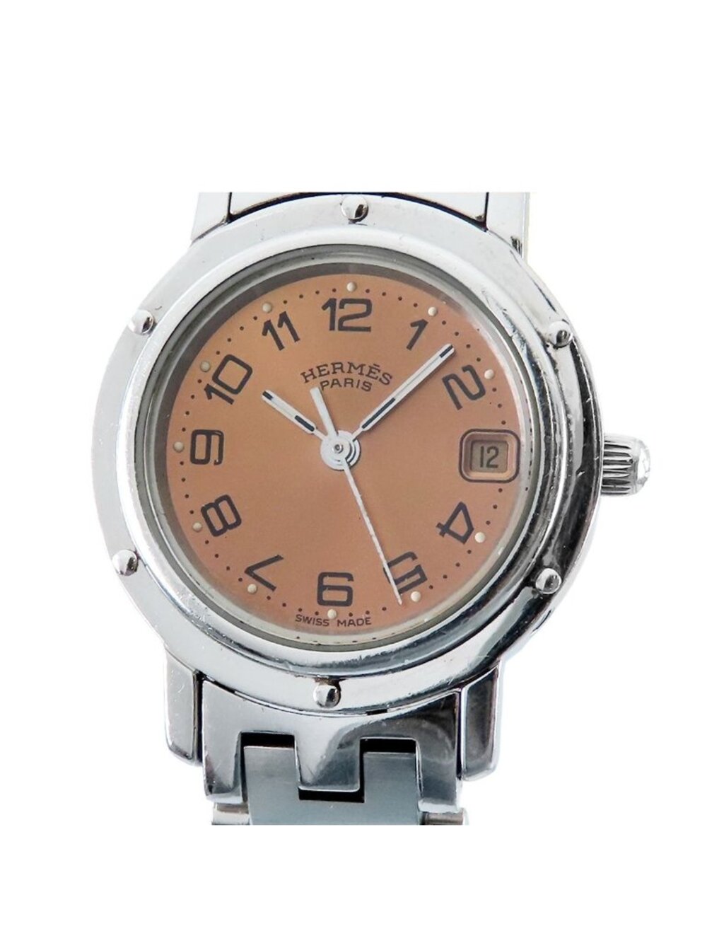 Hermes Clipper CL 4.210 Pink SS Date Watch Quartz